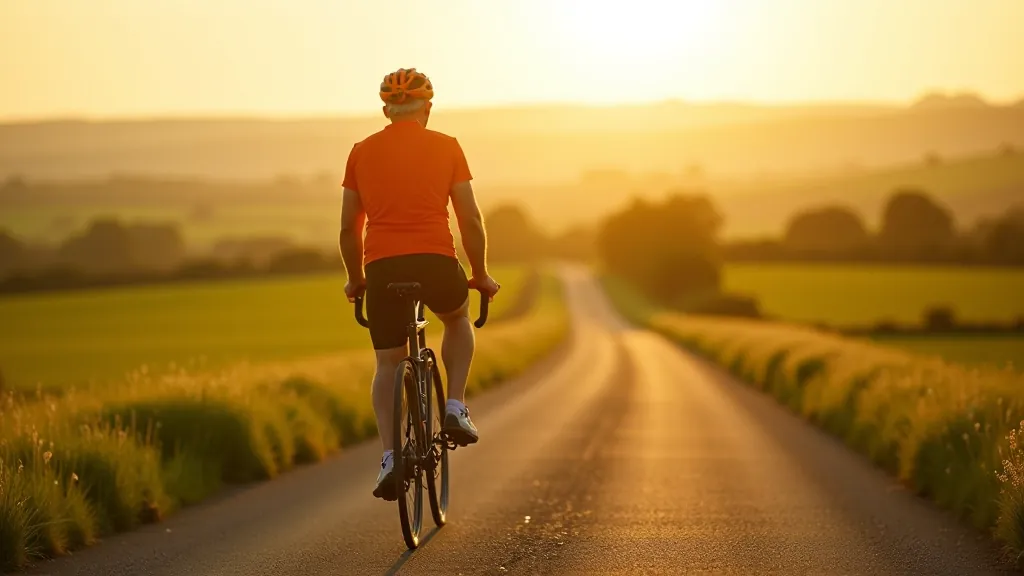 Senior cyclist enjoying a peaceful ride on a flat Boyne Valley route surrounded by green Irish countryside